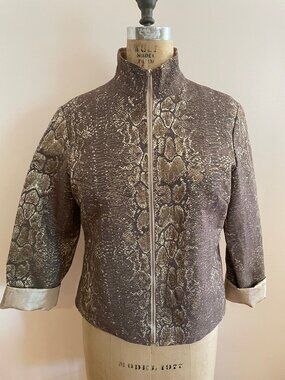 Grace Chuang Snakeskin Print Metallic Jacket Size M